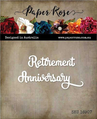Retirement Anniversary Small Metal Cutting Die 16907 - Paper Rose Studio