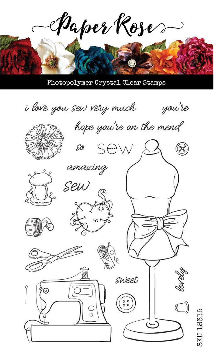 Sew Lovely 4x6" Clear Stamp Set 18315 - Paper Rose Studio