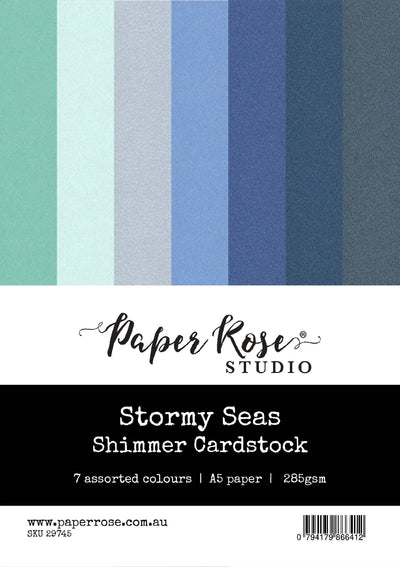 Stormy Seas Assorted Shimmer Cardstock A5 7pc 29745 - Paper Rose Studio
