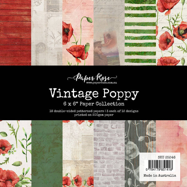 Vintage Poppy 6x6 Paper Collection 25246 - Paper Rose Studio