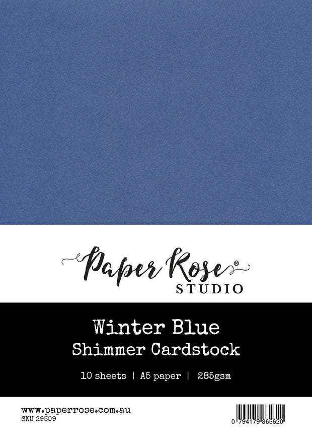 Winter Blue Shimmer Cardstock A5 10pc 29509 - Paper Rose Studio