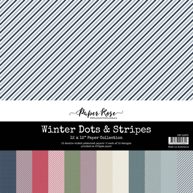 Winter Dots & Stripes 12x12 Paper Collection 22870 - Paper Rose Studio
